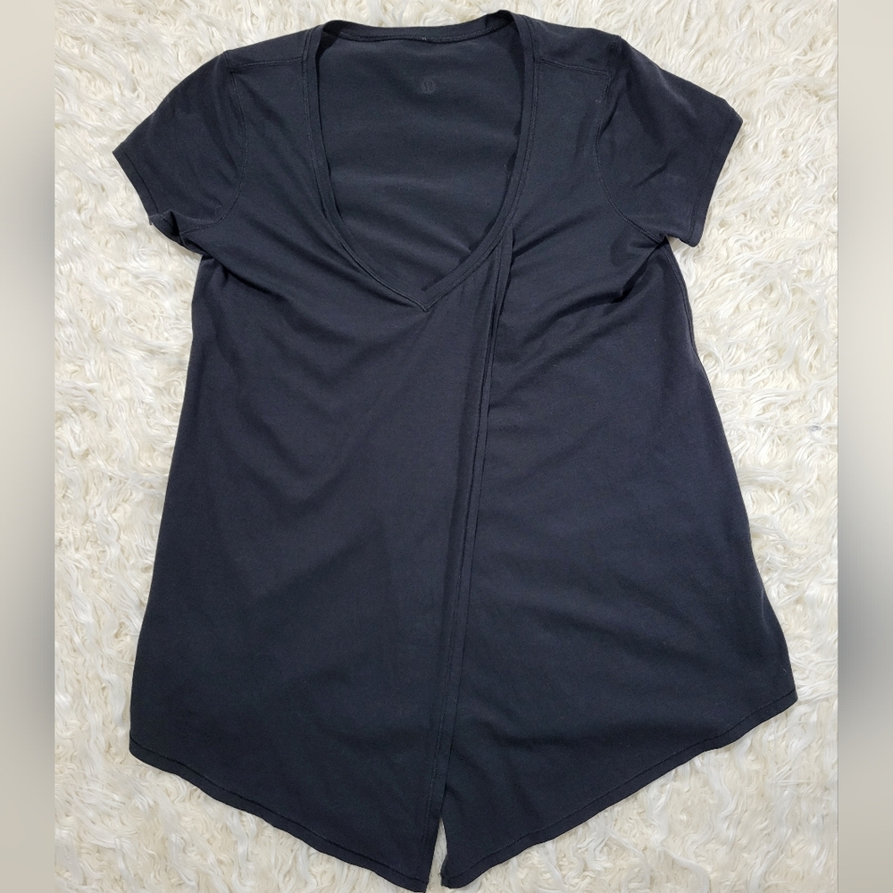 Lululemon Knot A Problem Tee Pima Cotton Black V-neck Split Front